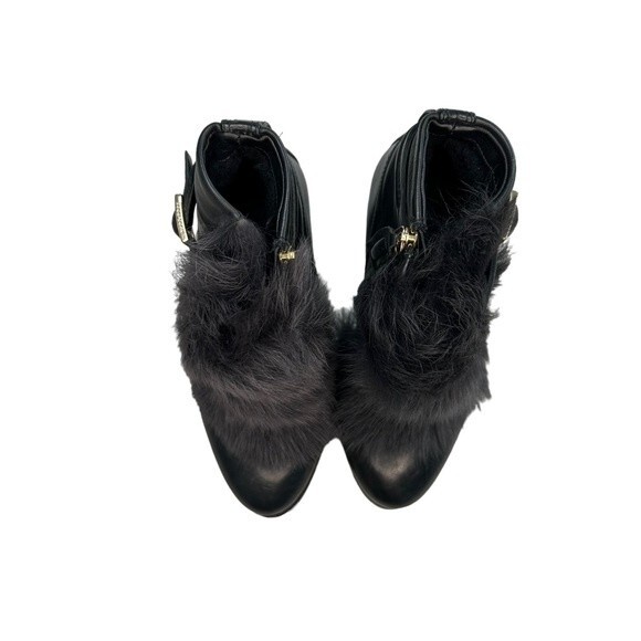 BOSS HUGO BOSS One of a Kind Rabbit Fur Lined Heeled Combat Boots Booties EU 37 - Picture 3 of 9